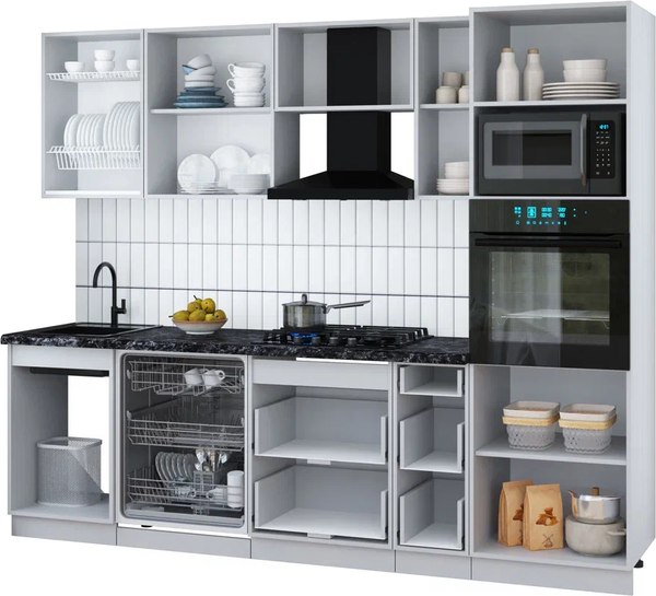 Кухонный гарнитур Интерлиния Мила Gloss 2.6-ПМ1