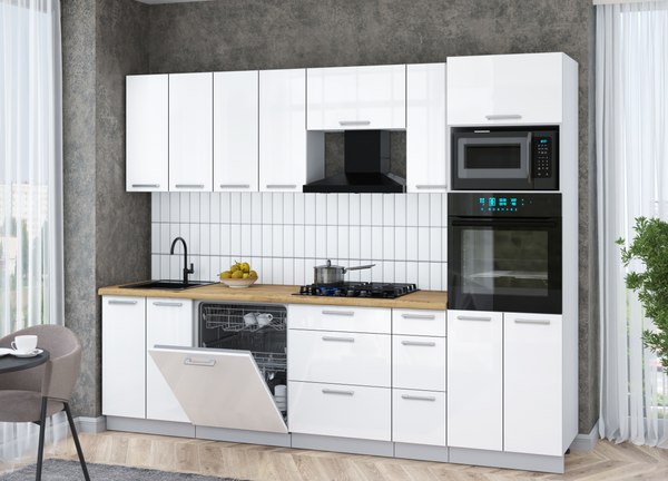 Кухонный гарнитур Интерлиния Мила Gloss 2.7-ПМ1