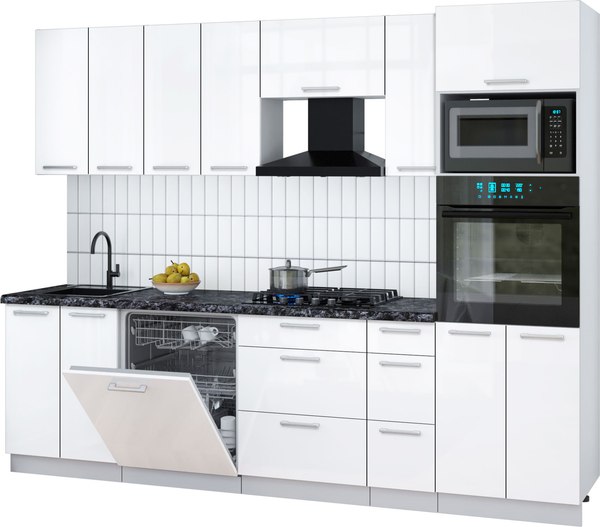Кухонный гарнитур Интерлиния Мила Gloss 2.7-ПМ1 - фото