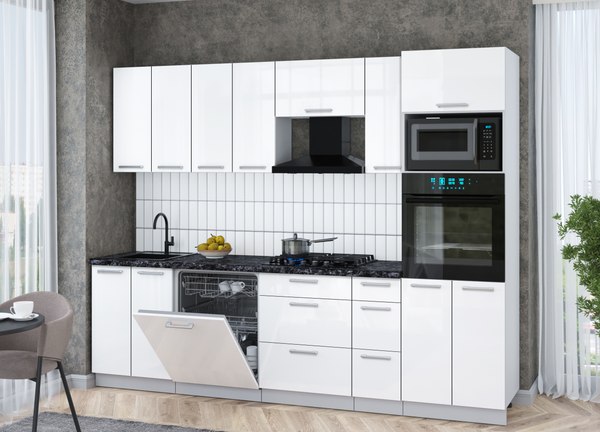 Кухонный гарнитур Интерлиния Мила Gloss 2.7-ПМ1