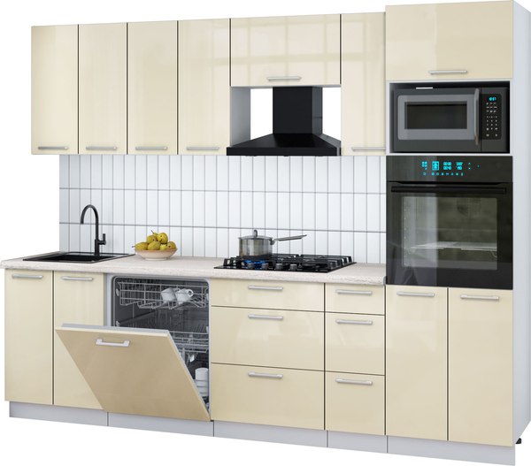 Кухонный гарнитур Интерлиния Мила Gloss 2.7-ПМ1 - фото