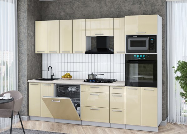 Кухонный гарнитур Интерлиния Мила Gloss 2.7-ПМ1