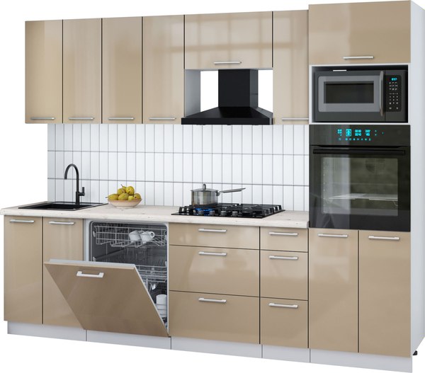 Кухонный гарнитур Интерлиния Мила Gloss 2.7-ПМ1 - фото