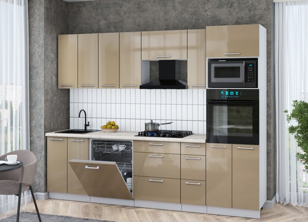 Кухонный гарнитур Интерлиния Мила Gloss 2.7-ПМ1