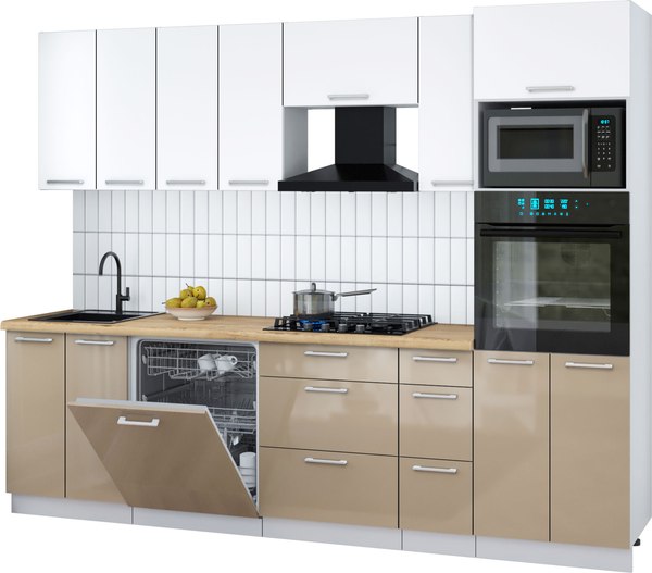 Кухонный гарнитур Интерлиния Мила Gloss 2.7-ПМ1 - фото