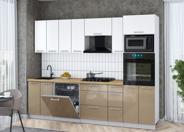 Кухонный гарнитур Интерлиния Мила Gloss 2.7-ПМ1