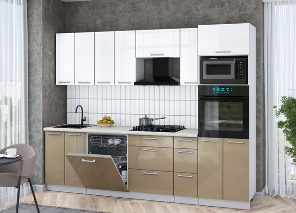 Кухонный гарнитур Интерлиния Мила Gloss 2.7-ПМ1