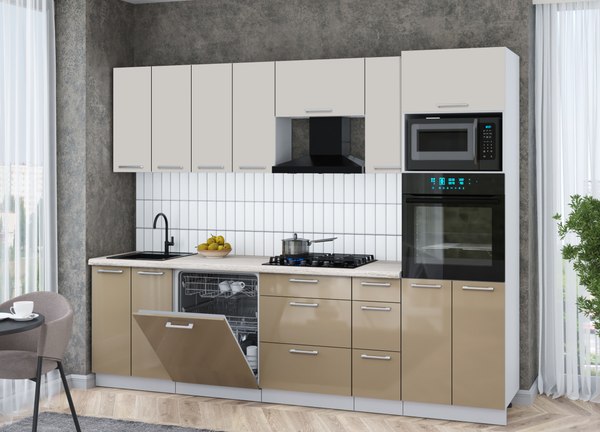 Кухонный гарнитур Интерлиния Мила Gloss 2.7-ПМ1