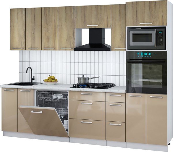 Кухонный гарнитур Интерлиния Мила Gloss 2.7-ПМ1 - фото