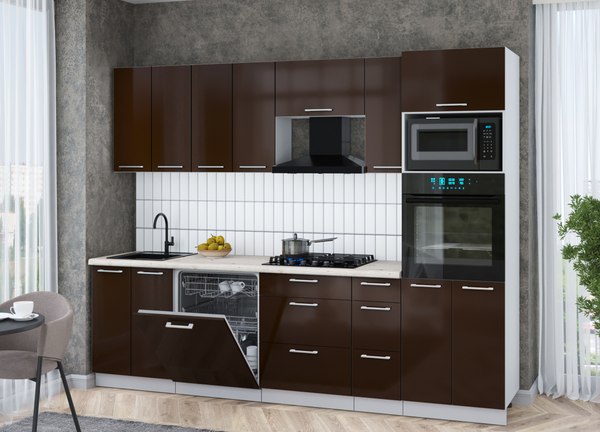 Кухонный гарнитур Интерлиния Мила Gloss 2.7-ПМ1