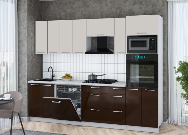 Кухонный гарнитур Интерлиния Мила Gloss 2.7-ПМ1