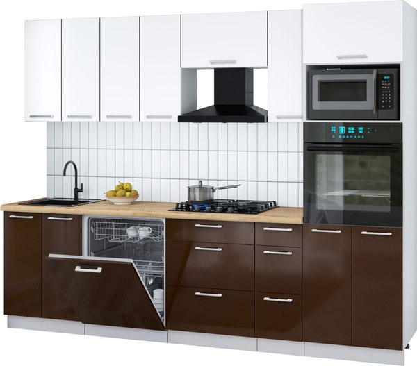 Кухонный гарнитур Интерлиния Мила Gloss 2.7-ПМ1 - фото