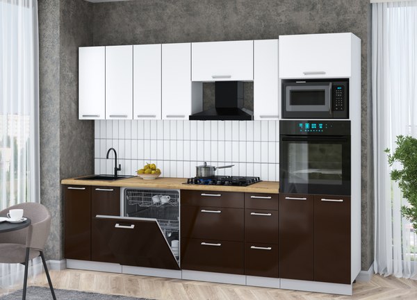 Кухонный гарнитур Интерлиния Мила Gloss 2.7-ПМ1