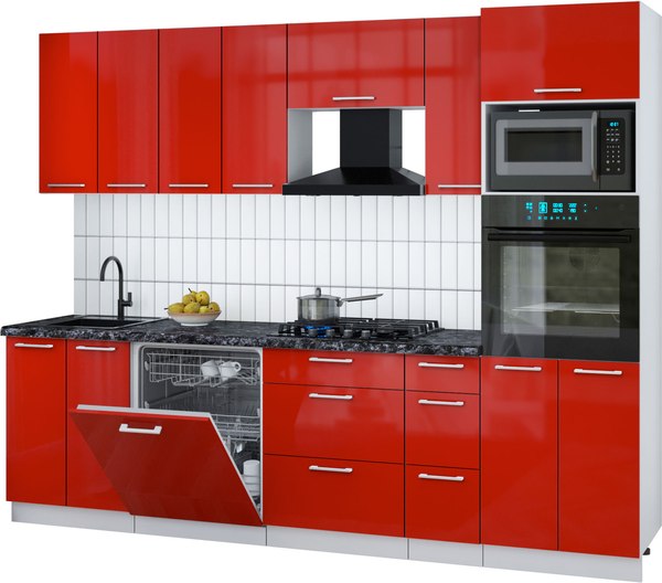 Кухонный гарнитур Интерлиния Мила Gloss 2.7-ПМ1 - фото