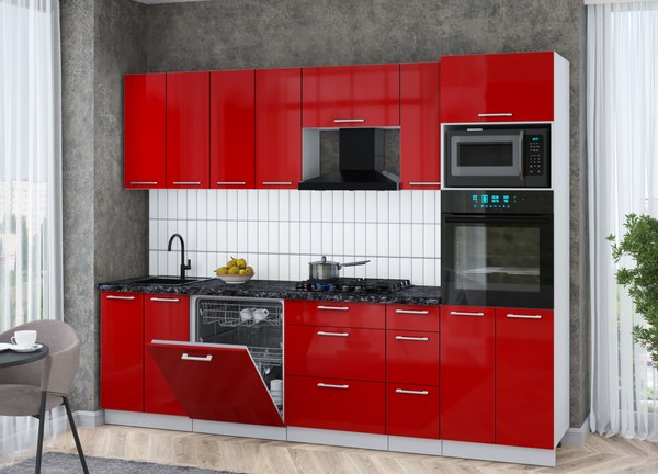 Кухонный гарнитур Интерлиния Мила Gloss 2.7-ПМ1