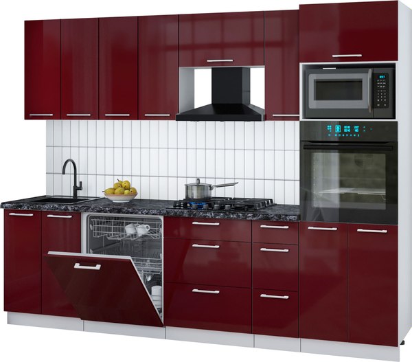 Кухонный гарнитур Интерлиния Мила Gloss 2.7-ПМ1 - фото