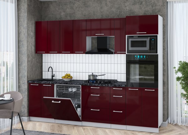 Кухонный гарнитур Интерлиния Мила Gloss 2.7-ПМ1