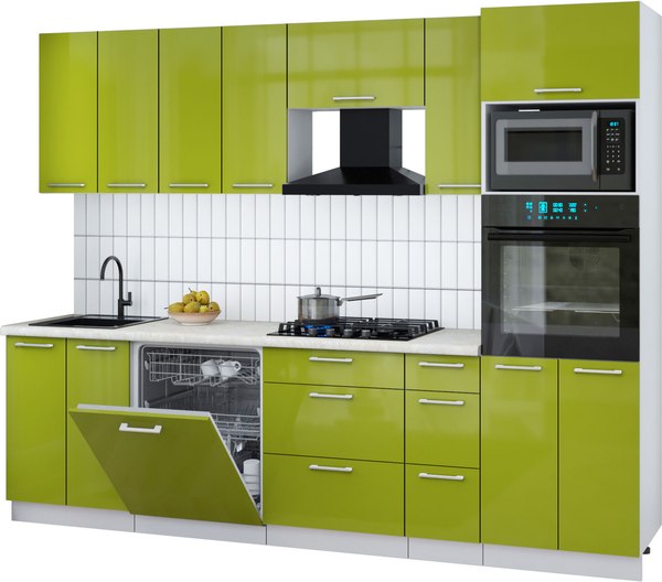 Кухонный гарнитур Интерлиния Мила Gloss 2.7-ПМ1 - фото