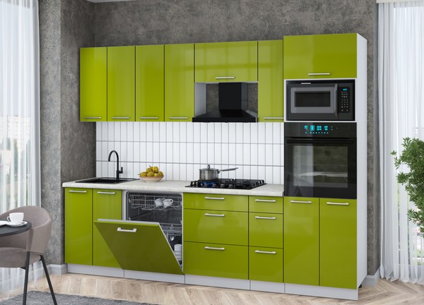 Кухонный гарнитур Интерлиния Мила Gloss 2.7-ПМ1