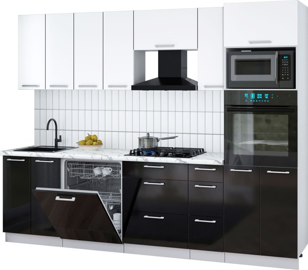 Кухонный гарнитур Интерлиния Мила Gloss 2.7-ПМ1 - фото