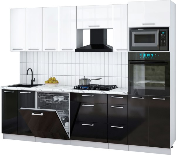 Кухонный гарнитур Интерлиния Мила Gloss 2.7-ПМ1 - фото