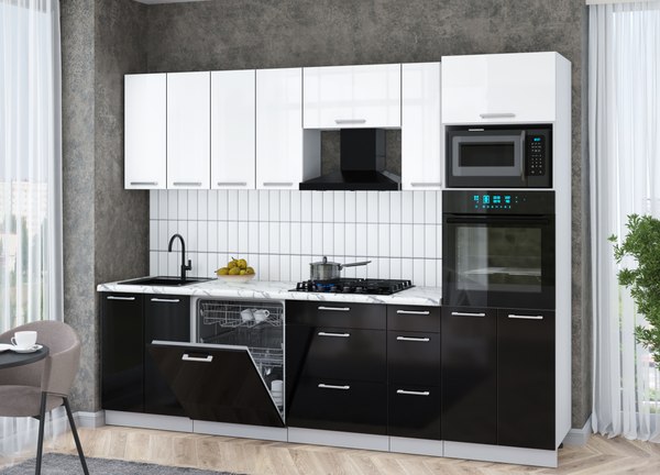 Кухонный гарнитур Интерлиния Мила Gloss 2.7-ПМ1