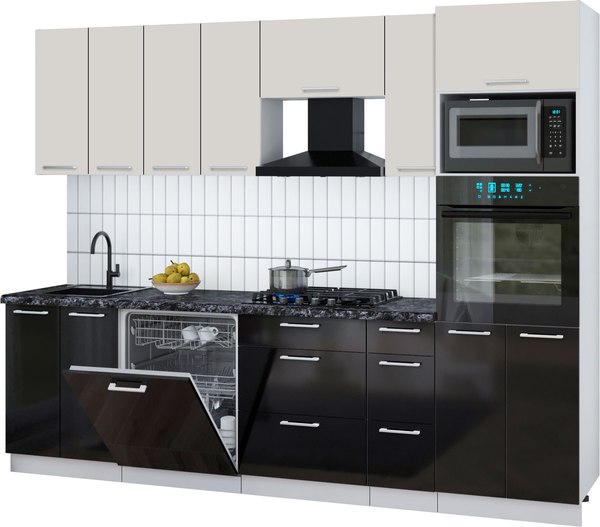 Кухонный гарнитур Интерлиния Мила Gloss 2.7-ПМ1 - фото