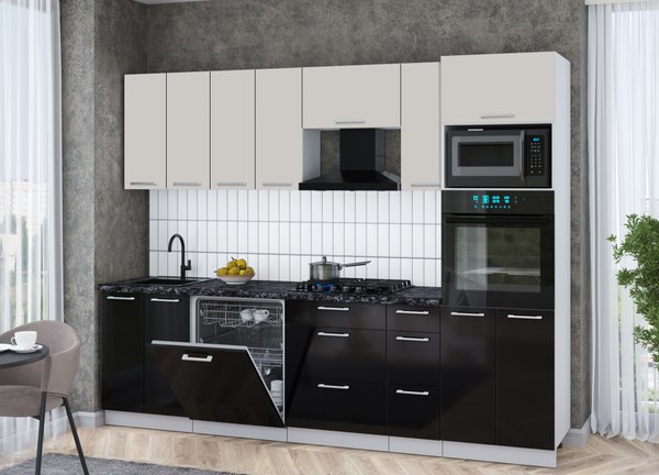 Кухонный гарнитур Интерлиния Мила Gloss 2.7-ПМ1