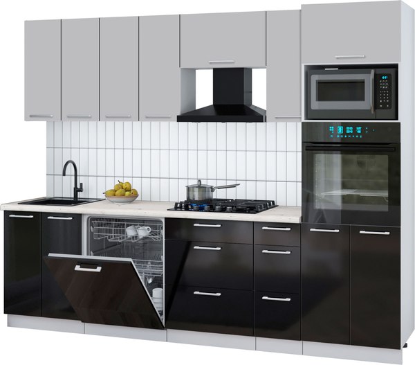 Кухонный гарнитур Интерлиния Мила Gloss 2.7-ПМ1 - фото