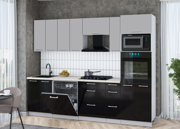 Кухонный гарнитур Интерлиния Мила Gloss 2.7-ПМ1