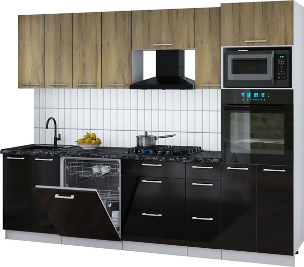 Кухонный гарнитур Интерлиния Мила Gloss 2.7-ПМ1 - фото