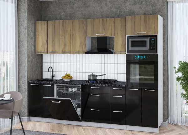 Кухонный гарнитур Интерлиния Мила Gloss 2.7-ПМ1