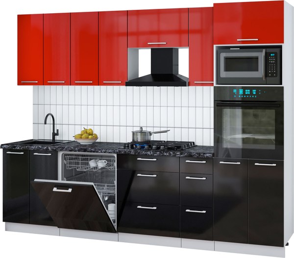 Кухонный гарнитур Интерлиния Мила Gloss 2.7-ПМ1 - фото