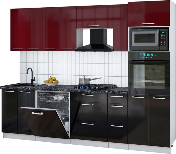 Кухонный гарнитур Интерлиния Мила Gloss 2.7-ПМ1 - фото