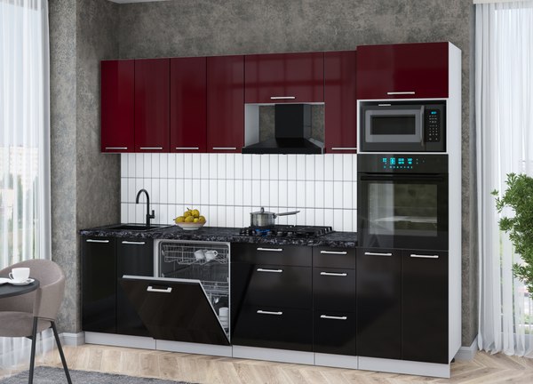 Кухонный гарнитур Интерлиния Мила Gloss 2.7-ПМ1