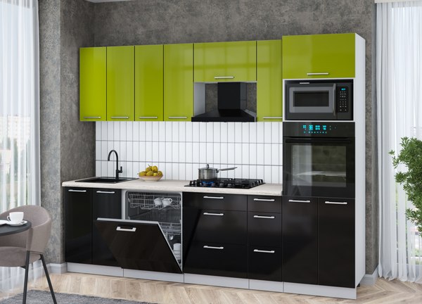 Кухонный гарнитур Интерлиния Мила Gloss 2.7-ПМ1