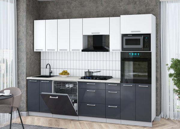 Кухонный гарнитур Интерлиния Мила Gloss 2.7-ПМ1