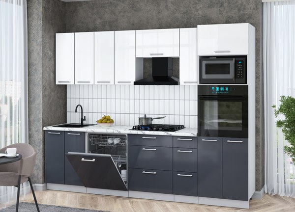 Кухонный гарнитур Интерлиния Мила Gloss 2.7-ПМ1