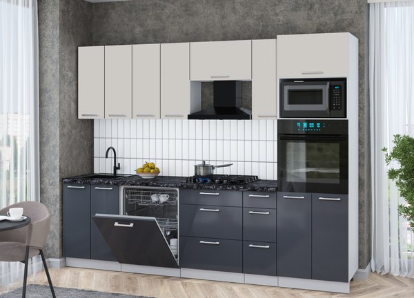 Кухонный гарнитур Интерлиния Мила Gloss 2.7-ПМ1