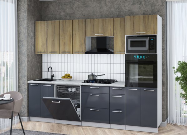 Кухонный гарнитур Интерлиния Мила Gloss 2.7-ПМ1