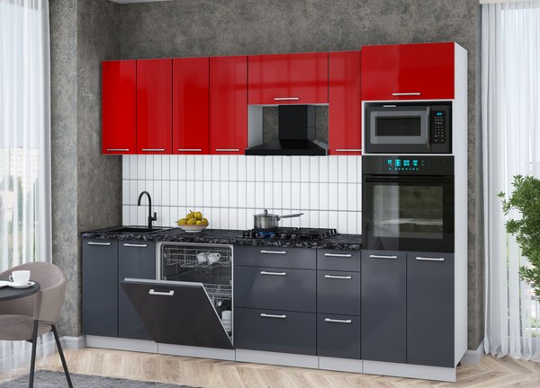 Кухонный гарнитур Интерлиния Мила Gloss 2.7-ПМ1