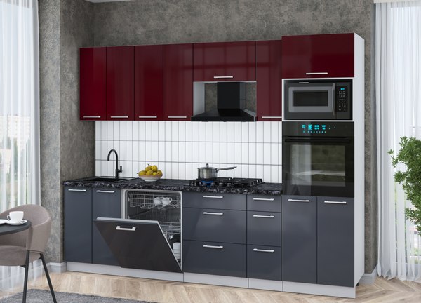 Кухонный гарнитур Интерлиния Мила Gloss 2.7-ПМ1