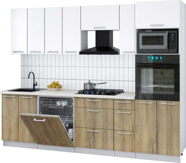 Кухонный гарнитур Интерлиния Мила Gloss 2.7-ПМ1 - фото