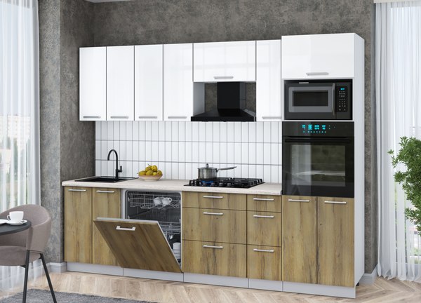 Кухонный гарнитур Интерлиния Мила Gloss 2.7-ПМ1