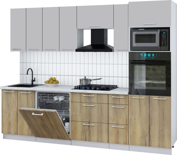 Кухонный гарнитур Интерлиния Мила Gloss 2.7-ПМ1 - фото