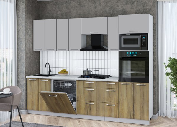 Кухонный гарнитур Интерлиния Мила Gloss 2.7-ПМ1