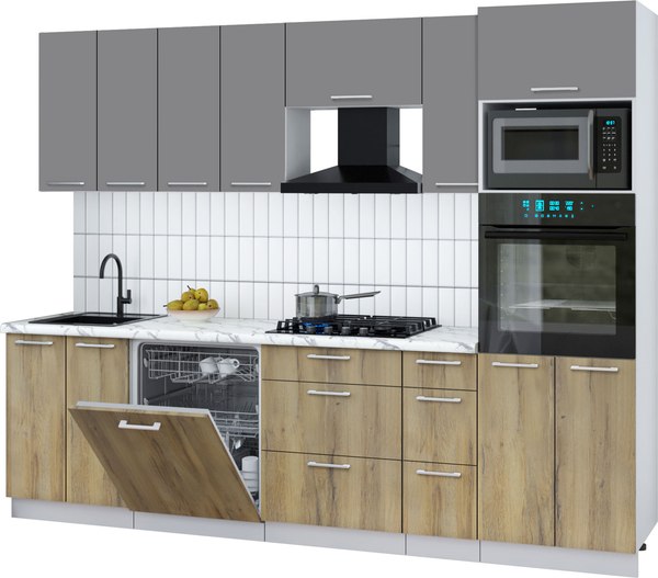 Кухонный гарнитур Интерлиния Мила Gloss 2.7-ПМ1 - фото