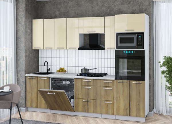 Кухонный гарнитур Интерлиния Мила Gloss 2.7-ПМ1