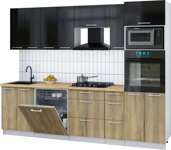 Кухонный гарнитур Интерлиния Мила Gloss 2.7-ПМ1 - фото