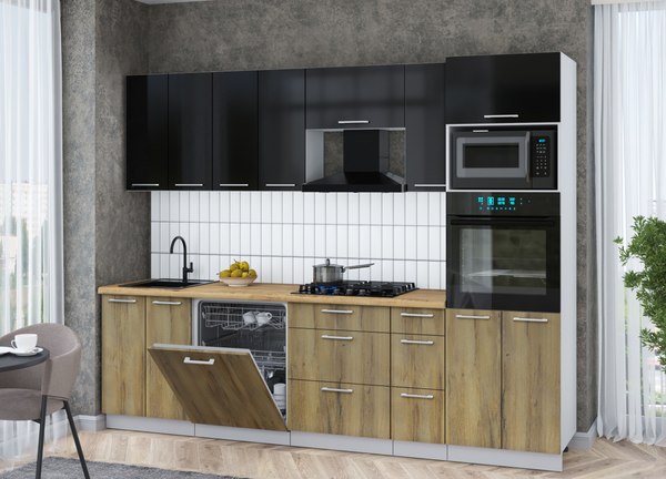 Кухонный гарнитур Интерлиния Мила Gloss 2.7-ПМ1